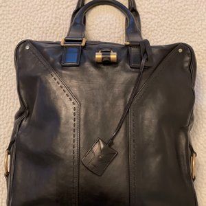 YVES SAINT LAURENT - Y Leather Tote (Black w/ Brass Accents)